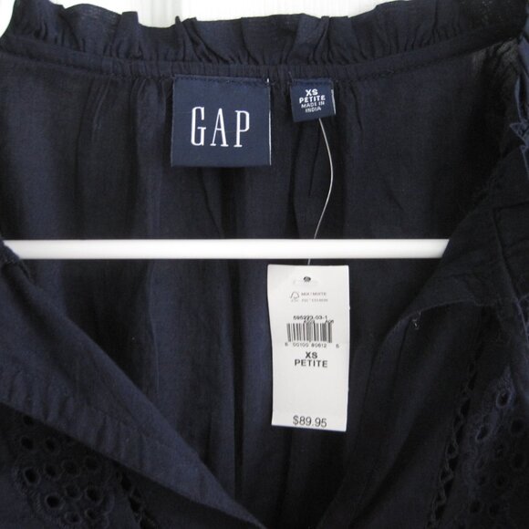 GAP Women's Puff Sleeve Lace Mini Dress Navy Size XS Petite Dark Blue NWT - Picture 4 of 7